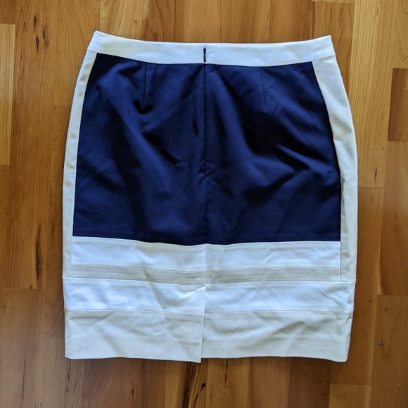 3 for $30 - Navy and Beige Blocked Pencil Skirt - Picture 2 of 5